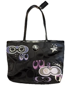 Coach Daisy Pop Optic Tote Bag F17587 Black Signature Graphic Print Retail $164 - Picture 1 of 15