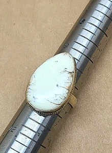 Indianer Sterlingsilber weißer Büffel Türkis Ring Birnenform Größe 10 - Bild 1 von 6