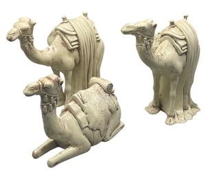 Weihnachtskrippe 3er Set Kamele Figuren hellbraun liegend stehend 8" hoch LESEN - Bild 1 von 7