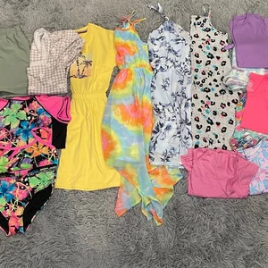 Girls Clothing Bundle Size 8-10 Sundresses Pajamas Swimsuits - Picture 1 of 12