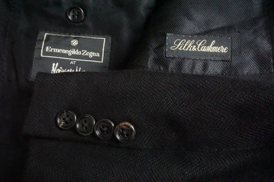 Chaqueta Abrigo Deportivo Ermegildo Zegna Mezcla Cachemira Negro Espiga Talla 46R Foto 1 de 4