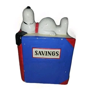 Vintage 1966 Peanuts Snoopy Sleeping On A Book Savings Chalk Bank - Picture 1 of 13