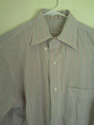 Camisa de vestir Oxford a rayas con flecha para hombre 15 1/2 32/33 Foto 1 de 3
