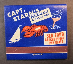 Restaurant Matchbook Capt Starn's Atlantic City NJ Maryland Match Corp Yacht Bar - Picture 1 of 3