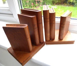 Sujetalibros vintage en forma de libro, extremos de libro de madera dura - Imagen 1 de 3