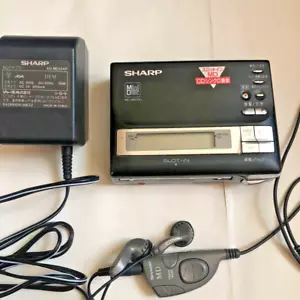 Sharp MD-MS100 minidisc MD walkman player recorder black used tested work japan - Picture 1 of 7