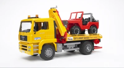 MAN TGS Tow Truck Loader w/ Off-Road Vehicle Jeep Bruder Toy Car Model 1/16 1:16 - Image 1 of 4
