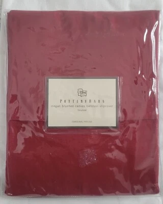 Pottery Barn Megan Bar Stool Chair Covers Deep Red Brushed Canvas Cotton 3 Avail - Image 1 of 4