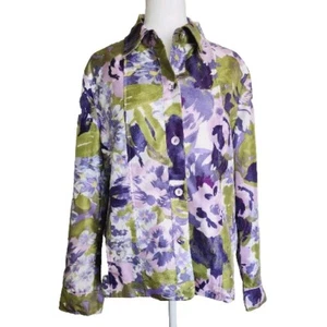 Draper's & Damon's Women's Jacket Blazer Size 16 Button Up Flower Printed - Picture 1 of 10