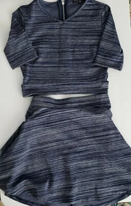 Conjunto de falda corta Miss Behave para niñas talla 10 azul gris con cremallera trasera - Imagen 1 de 5