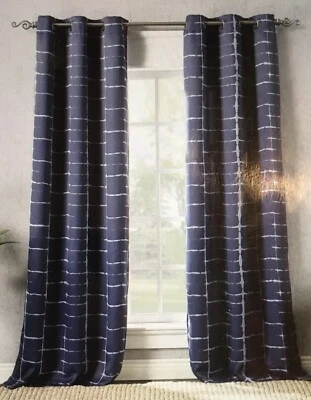 Sun Zero Saki Shibori Blackout Grommet Curtain 1 Panel 40in W 95in L Blue & Gray - Image 1 of 2