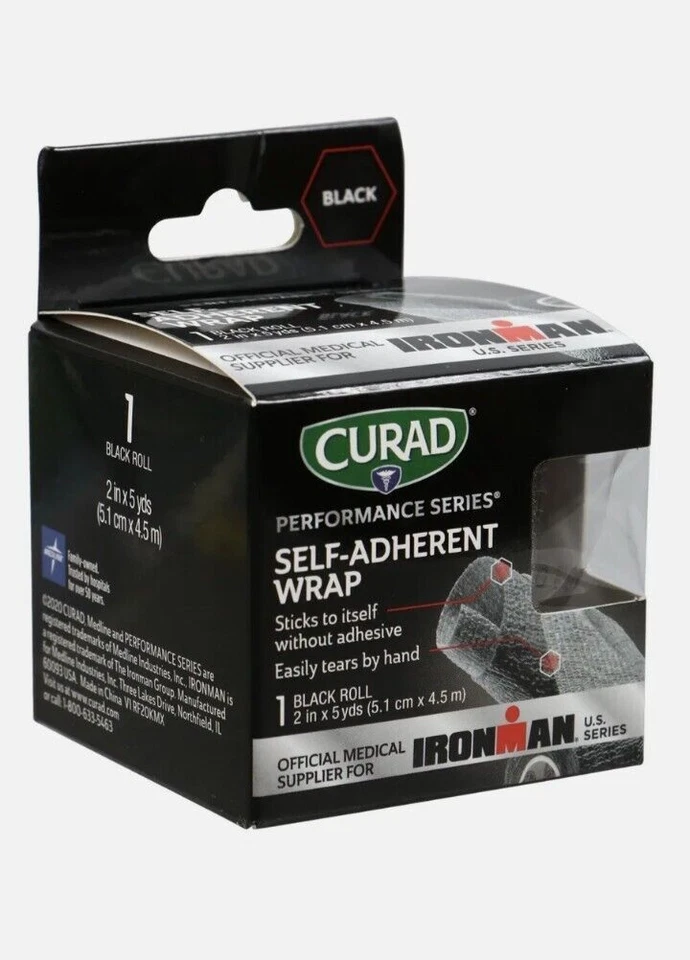(2) Curad черная самоклеящаяся пленка, рулоны 5 ярдов компрессионные/поддерживающие самоклеящиеся палочки - Изображение 1 из 3