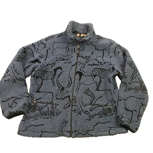 Woolrich Jacket Womens Medium Full Zip Long Sleeve Outdoors Animals Fleece Vtg - Picture 1 of 11