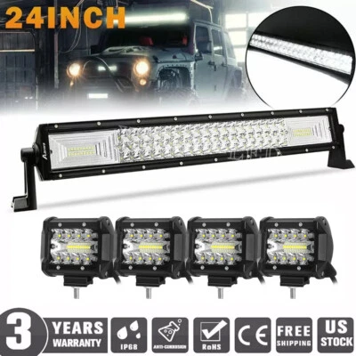 For Ford F150 960W 20"INCH LED Lower Bumper Straight Work Light Bar + 4'' Pods - Image 1 of 4
