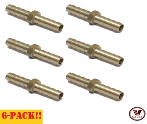 6-PACK! 3/8 Brass Barb Hose Splicer Mender Straight Fitting Air Water Oil 129-6 - Picture 1 of 5
