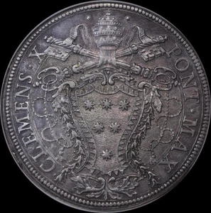 Italy (Papal States) 1675 Silver Piastra Jubilee Dav#4080 NGC AU55 - Picture 1 of 3