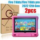 2Pcs Tablet Tempered Glass Screen Protector For Amazon Fire 7 Kids 12th Gen 2022