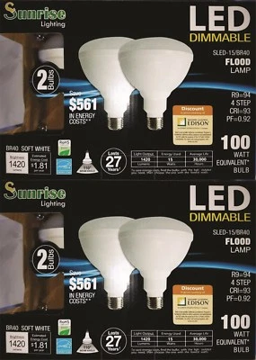 BR40 LED Bulb 4 Pack 2700K Warm White Indoor/Outdoor Flood Light Bulb 100 Watt  - Image 1 of 2