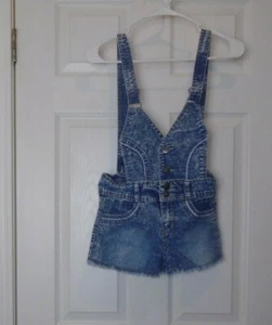  Girls Denim Shortalls Short Overalls Bibs SKIRT Size 12 - Picture 1 of 2