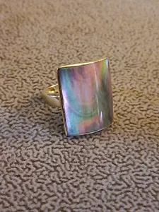 Einzigartiger 14K Gelbgold Cabochon Gold Abalone Ring Größe 6,25 zerkratzt - Bild 1 von 18