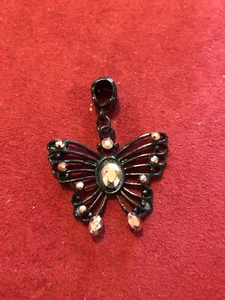 Schmetterling Anhänger schwarz rosa Stein - Bild 1 von 1