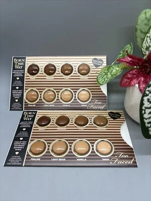 2x TOO FACED BORN THIS WAY Hydrating Foundation 8-Shade Sample Card NEW FreeShip - Image 1 of 4
