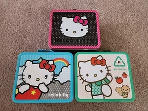 2010 Sanrio Hello Kitty Loungefly Blechdose Menge 3 Regenbogen Recycling Tupfen - Bild 1 von 15