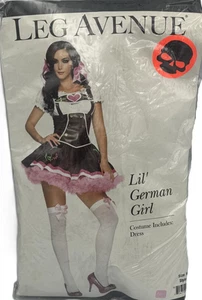 Lil' German Girl Adult Women's Alluring Dress Costume - Brown/Pink - M/L - 8/14 - Picture 1 of 1