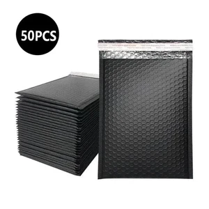 50Pcs Black Delivery Packaging, Small Business Supplies, Bubble padded Envelopes - Picture 1 of 7