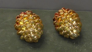 Old World Christmas Pine Cone Christmas Ornaments Blown Glass Pair Of 2 - Picture 1 of 8
