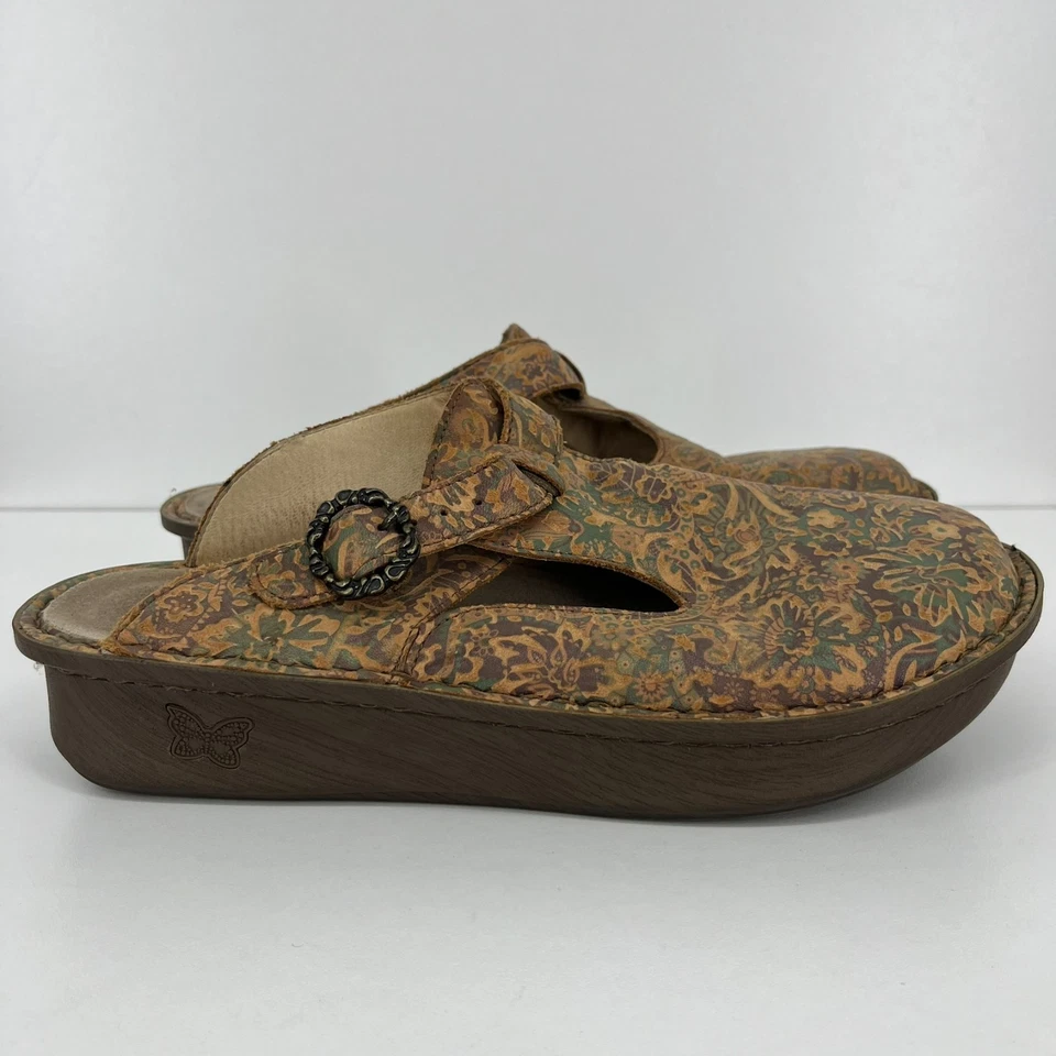 Женские классические сабо Alegria деревенские дорожные тисненая кожа размер 41 без шнуровки - Изображение 1 из 4