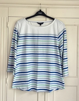 Women’s Crew Clothing ~ Breton Top, Blue & White Stripe ~ Size 16 Brand New - Image 1 of 4