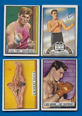 1951 Topps Ringside Boxing lote de 4 Corbett, Rocca, Firpo, Barrone marcado Foto 1 de 2