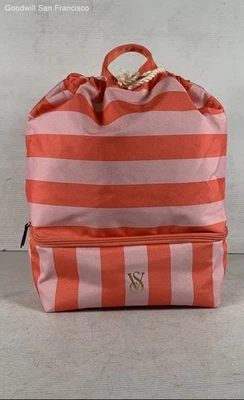 Mochila Victoria's Secret VS Rosa Rojo Rayas Correa Ajustable Bolsillos Exteriores Foto 1 de 4