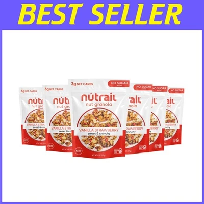 Беззерновая ванильная клубничная гранола без сахара упаковка 6 шт. - Изображение 1 из 4