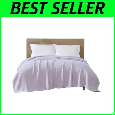 Lujosa manta de peso medio 100 % algodón orgánico - tamaño completo/queen en orquídea Foto 1 de 4