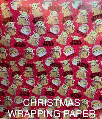 STAR WARS MANDALORIAN THE CHILD CHRISTMAS GIFT WRAPPING PAPER 20 SQ FT - NEW - Image 1 of 2