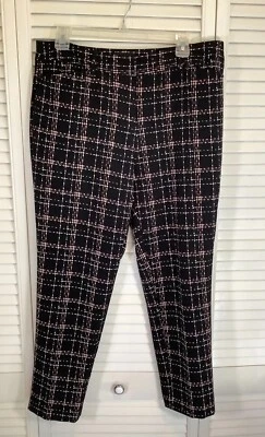 Pantalones Liz Claiborne Talla 8 Emma tiro medio hasta el tobillo negro rosa a cuadros Foto 1 de 4