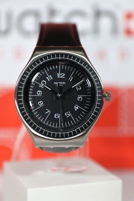 Nuevo Swatch Antonin Limited Hecho en Suiza Negro Plata YGS133C 38mm Cuero Negro St Foto 1 de 4