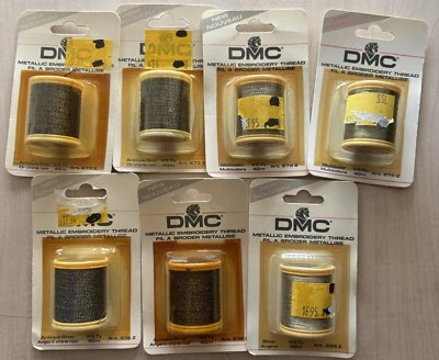 DMC Metallic Embroidery Thread LOT of 7 NIP Antique Silver Gold Multicolor - Image 1 of 4