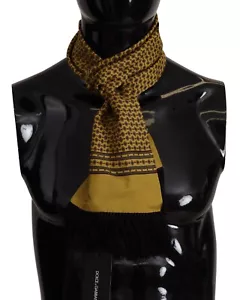 DOLCE & GABBANA Yellow Patterned Silk Neck Wrap Fringe Scarf 140cm X 15cm 280usd - Picture 1 of 8