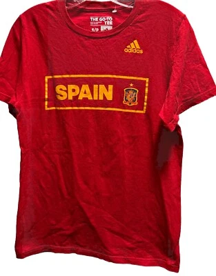 Spain soccer t shirt small adidas short sleeve adult 100% cotton  - Image 1 of 3