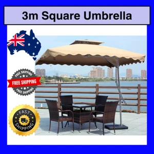 Varossa 3.5m Large Cantilever Square Outdoor Sun Pool Umbrella Beige/Tan Garden - Picture 1 of 7