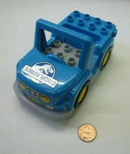 Lego Duplo Jurassic World Blue Truck Jeep Vehicle On Grey Base 4X8 With Hitch - Picture 1 of 3