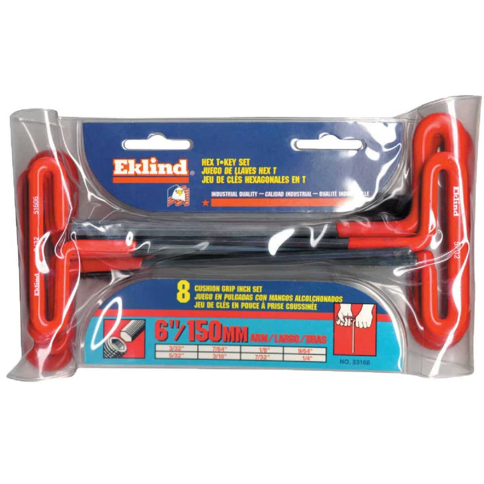 Eklind Standard 6 In. Cushion Grip T-Handle Hex Key Set, 8-Piece - Image 1 of 1