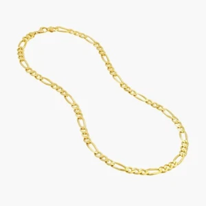 6mm Figaro 14kt Solid Yellow Gold with lobster lock for Men's 24 inch Necklace - Picture 1 of 6