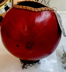 Unique Gourd Vase/Planter/Vessel by SERENDIPITY GOURD ART MARLA HELTON Big Red - Picture 1 of 7