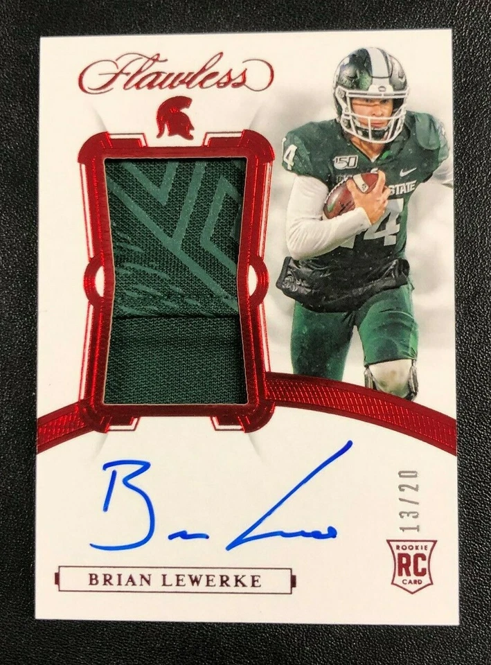 2020 Flawless Collegiate BRIAN LEWERKE RPA RC PATCH AUTO #13/20 Made PATRIOTS - Image 1 of 1