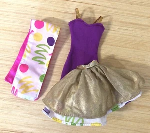 Barbie Fashions Clothing 865 1992 vestido púrpura dorado reversible falda chal bufanda - Imagen 1 de 9