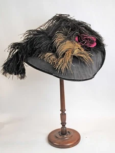 EDWARDIAN LADIES LARGE WIDE BRIMMED HAT, LABEL, c1905 - Picture 1 of 8